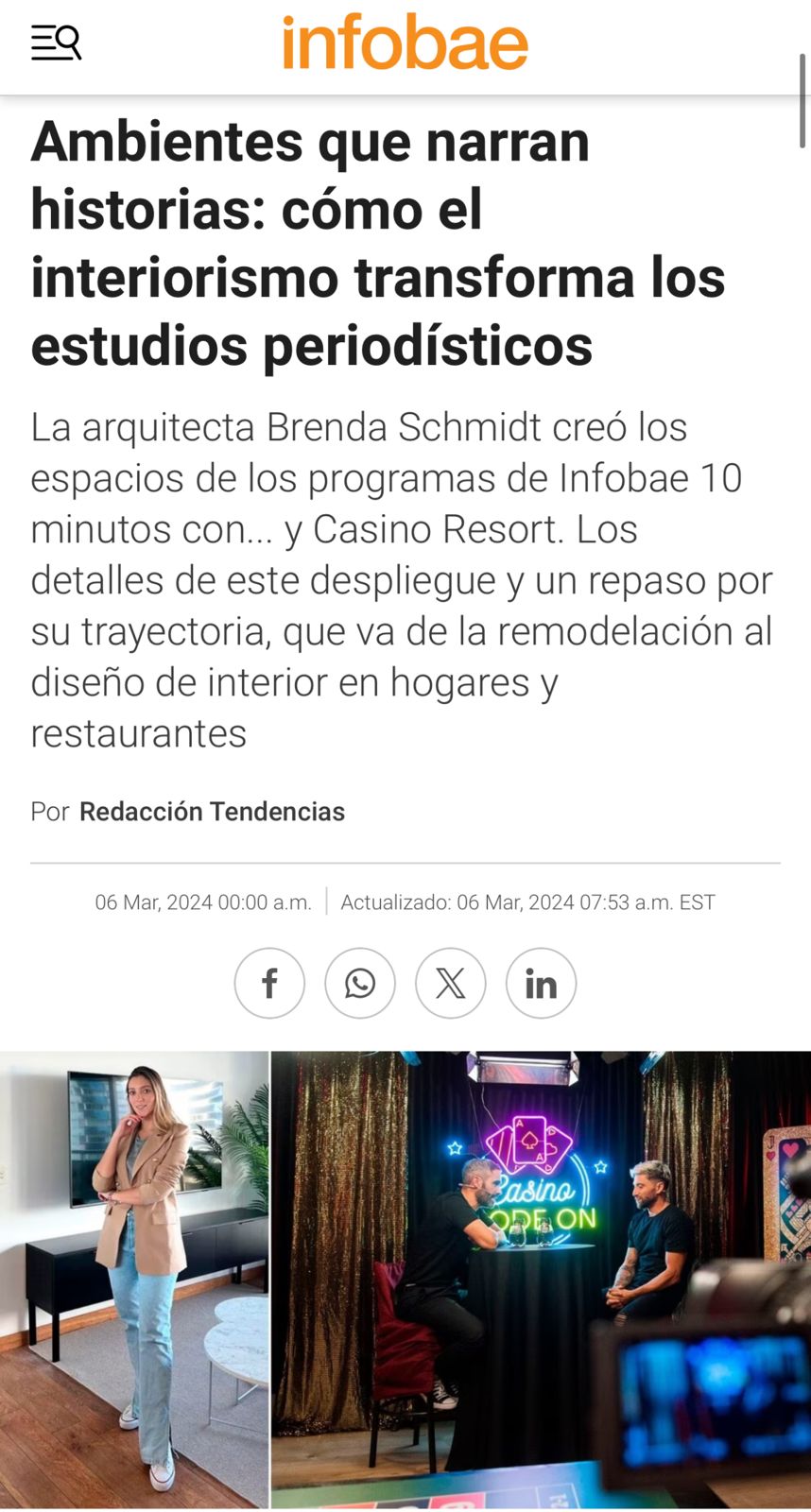 Nota de Infobae sobre el trabajo del estudio
